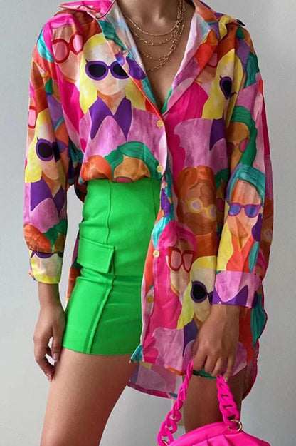 Cartoon Character Avatar Print Blouse