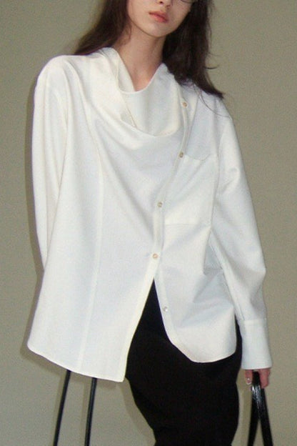 Relaxed Draped Neck Blouse