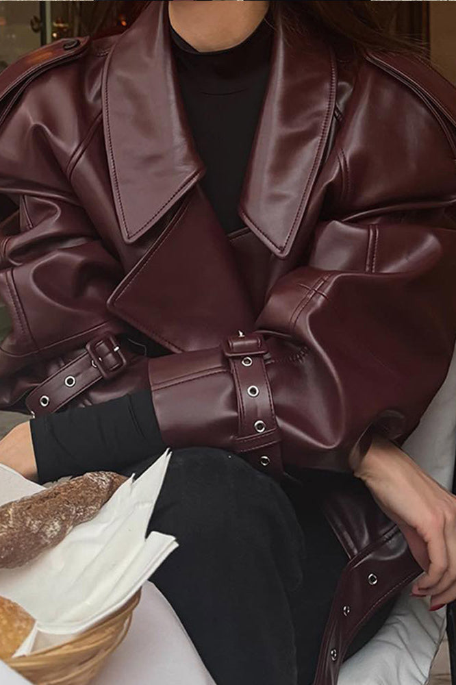 Burgundy Moto Coat