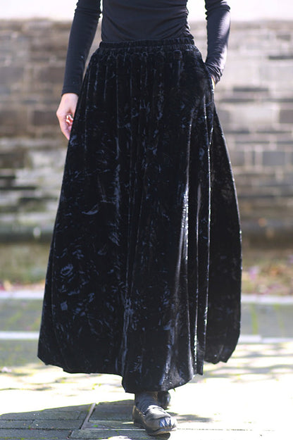 Velvet Tie Dye Swing Midi Skirt