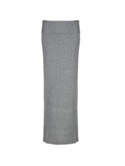 Classic Gray Turned Waist Low Rise Maxi Skirt