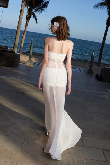 Sheer Mesh Bandeau Maxi Dress