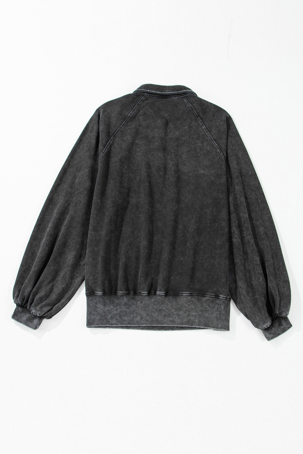 Buttons Balloon Sleeve Oversized Sweatshirt