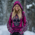 Women's Vintage Tribal Celtic Skull Art Knit Hooded Sweater elevenforest