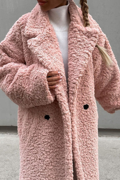 Office Lapel Plush Long Sleeve Coat