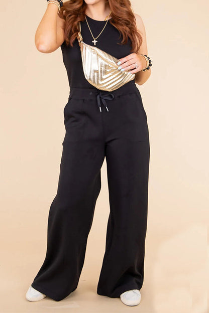 Slender Sleeveless Color Jumpsuit