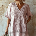 Vintage Floral Lace Art Comfy V Neck T Shirt elevenforest