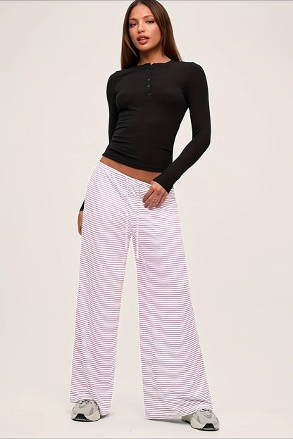 Color Block Stripe Relaxed Straight Pants