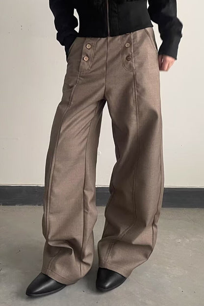 Double Breasted Relaxed Wide Leg Pants