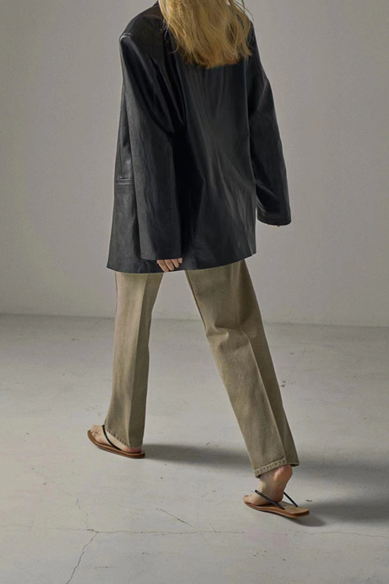 Oversized Pu Blazer Coat