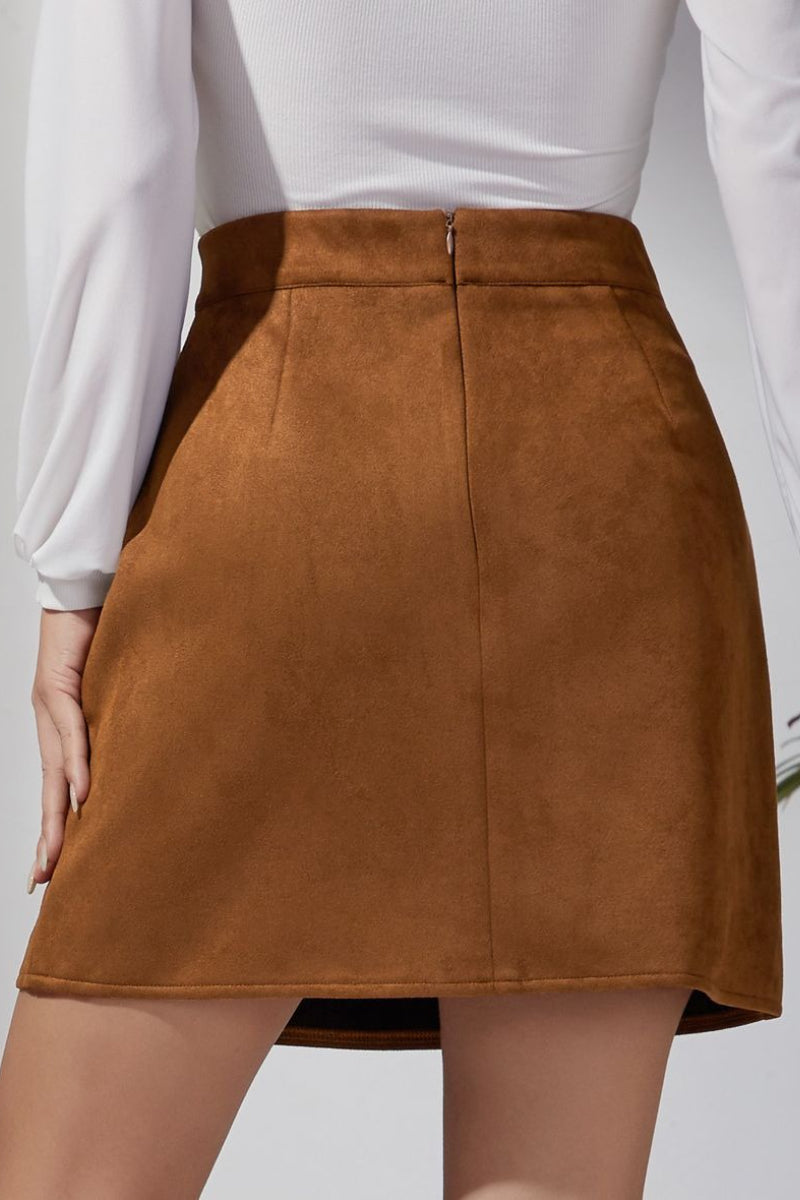 Suede Bodycon Mini Skirt