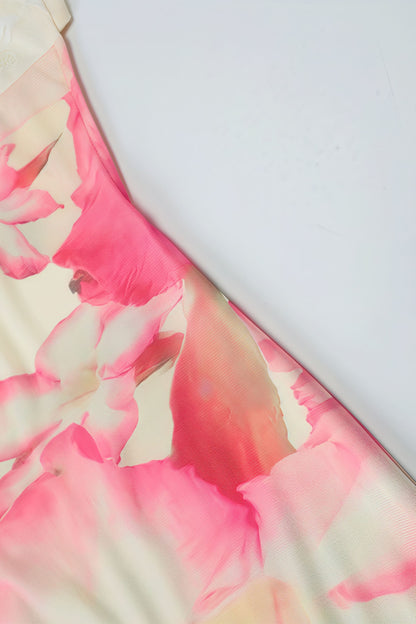 Print Off Shoulder Lace Patchwork Cami Backless Maxi Dress