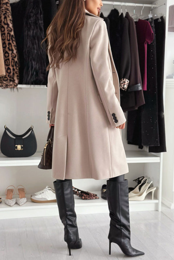 Fashionable Lapel Long Sleeve Single Breasted Loose Coat
