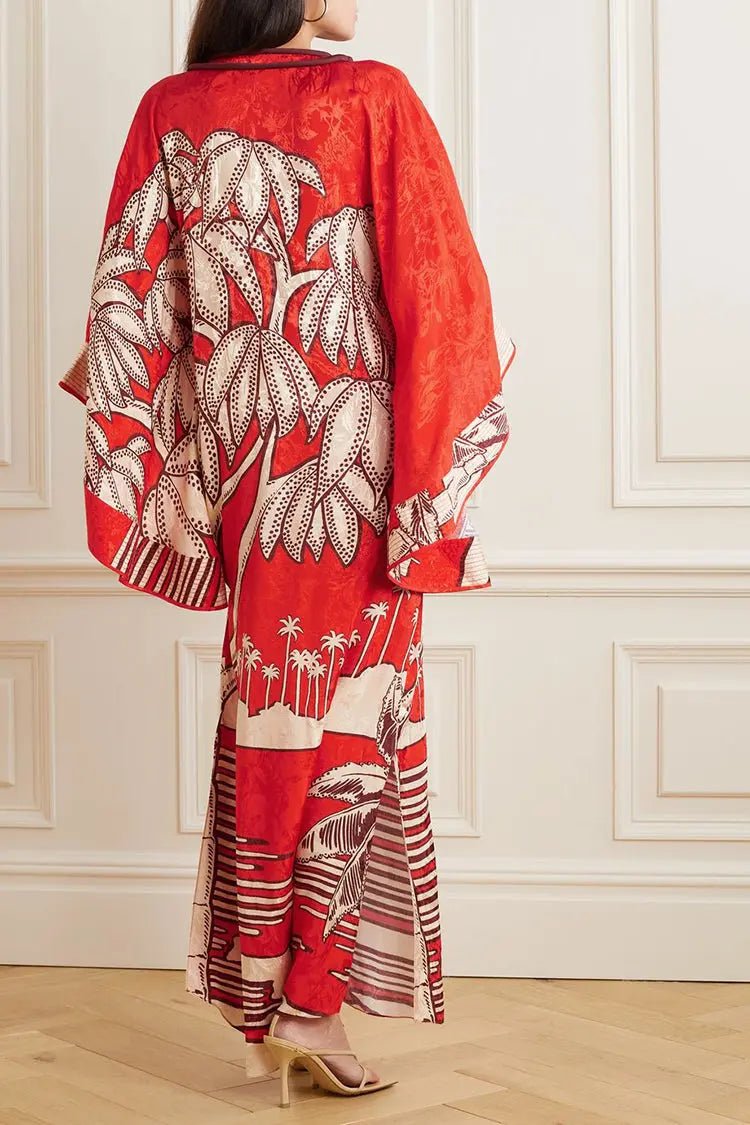 African Print Maxi Dress - Long Sleeve Caftan Style