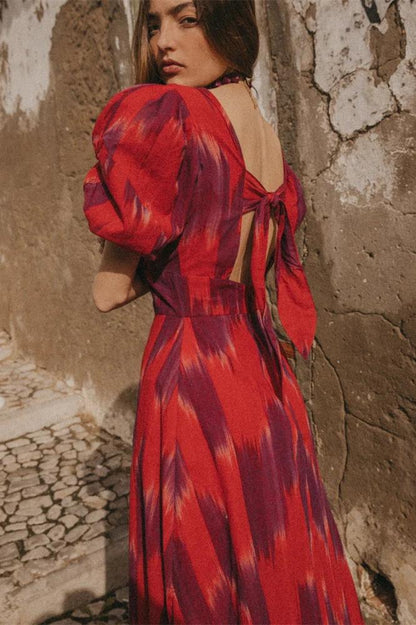 Amelia Tie Dye Balloon Sleeve Midi Dress