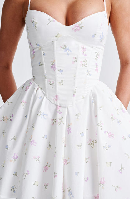 Amy Mini Dress-white Multi Print