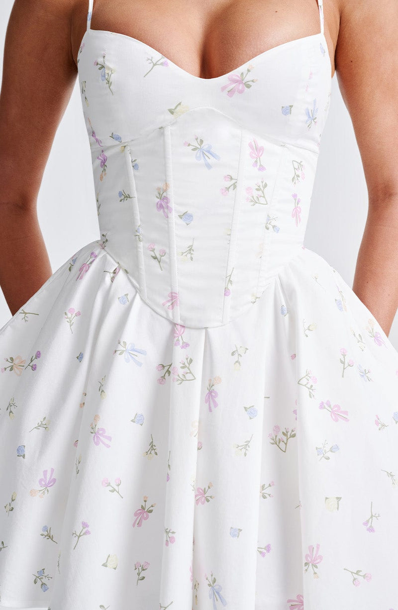 Amy Mini Dress-white Multi Print