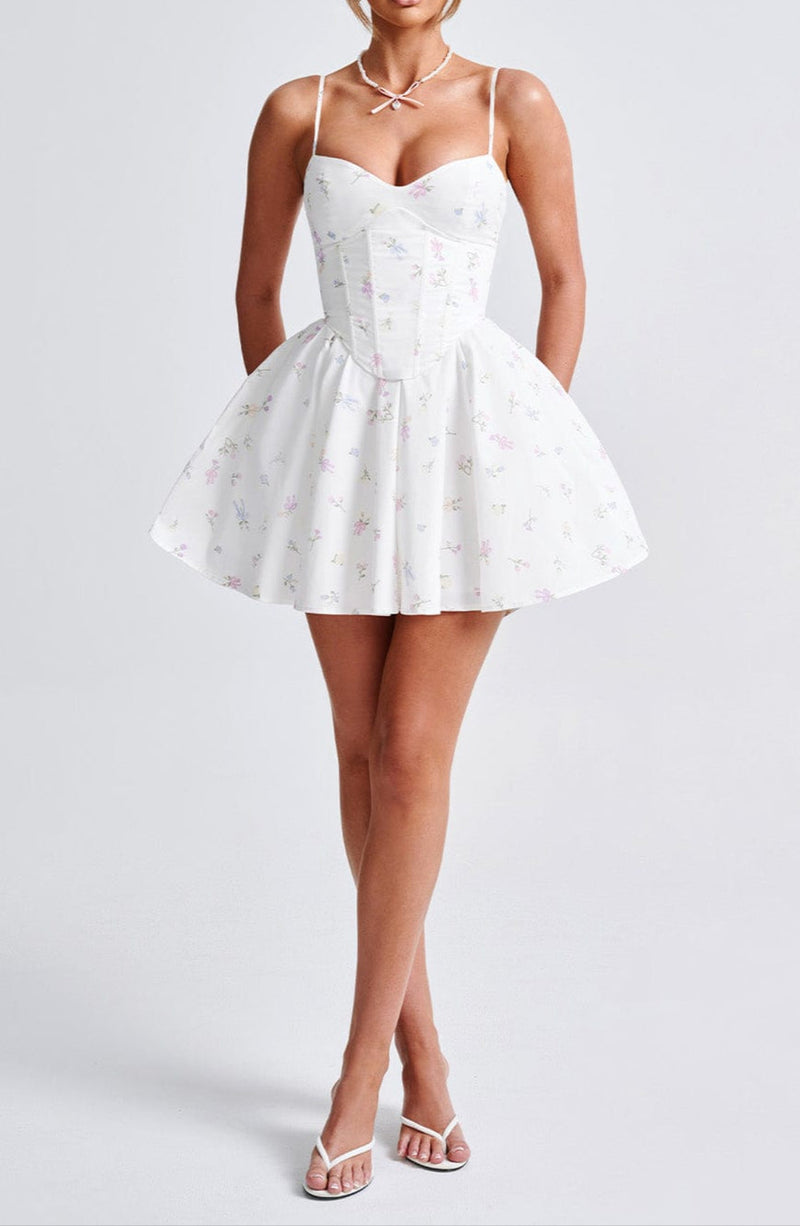 Amy Mini Dress-white Multi Print