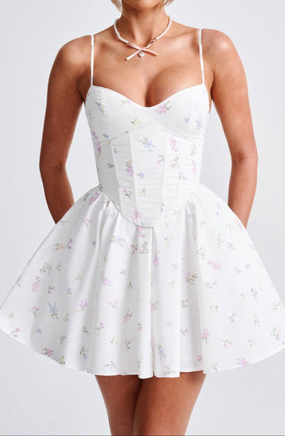 Amy Mini Dress-white Multi Print