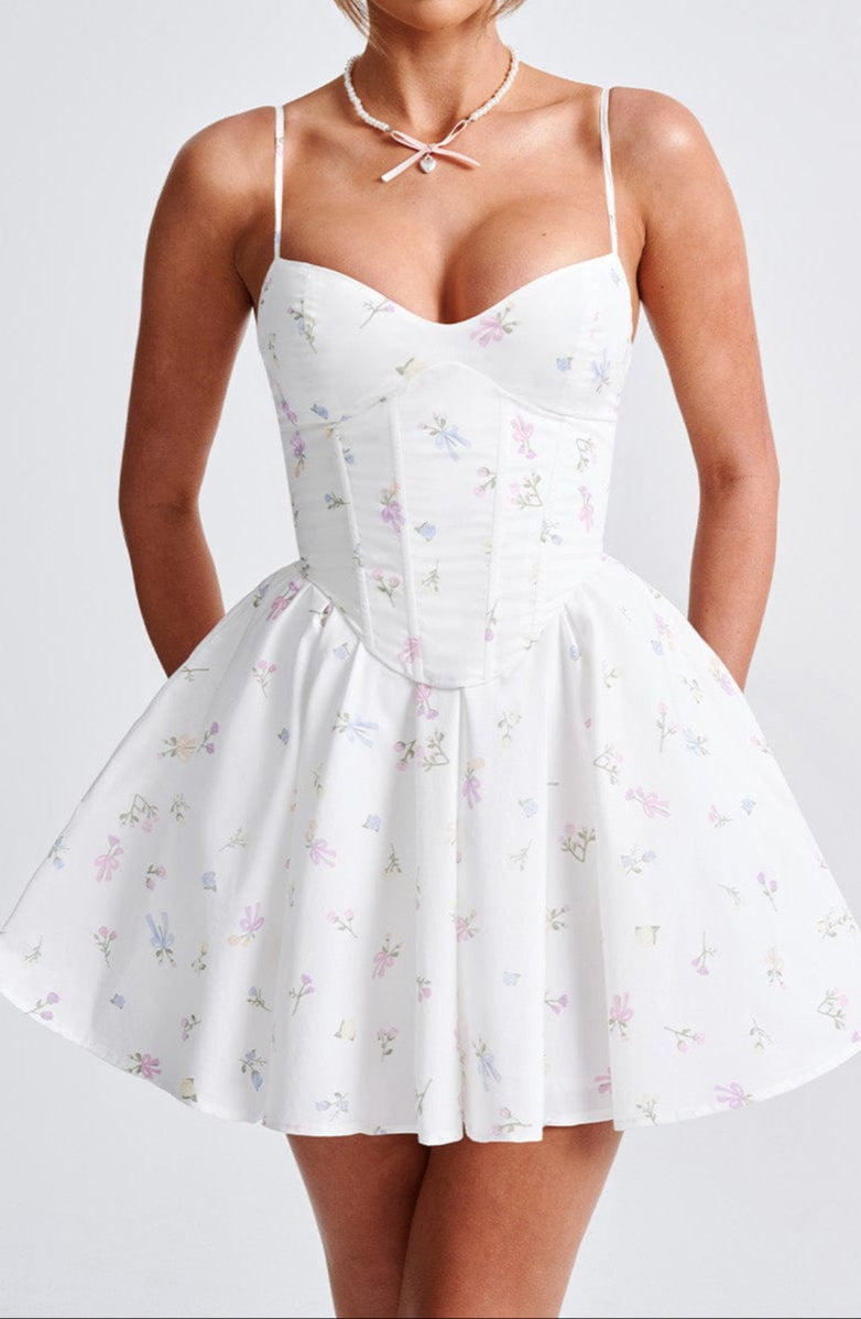 Amy Mini Dress-white Multi Print