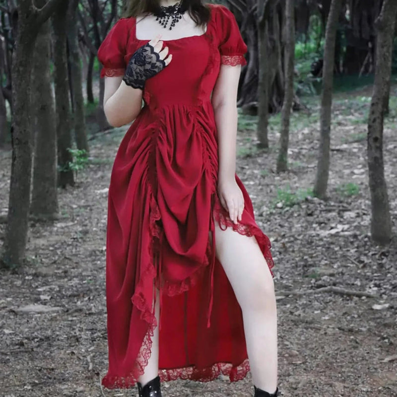 Ancient Lace Stitching Midi Dress
