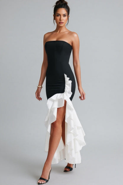 Mya Black Irregular Maxi Dress