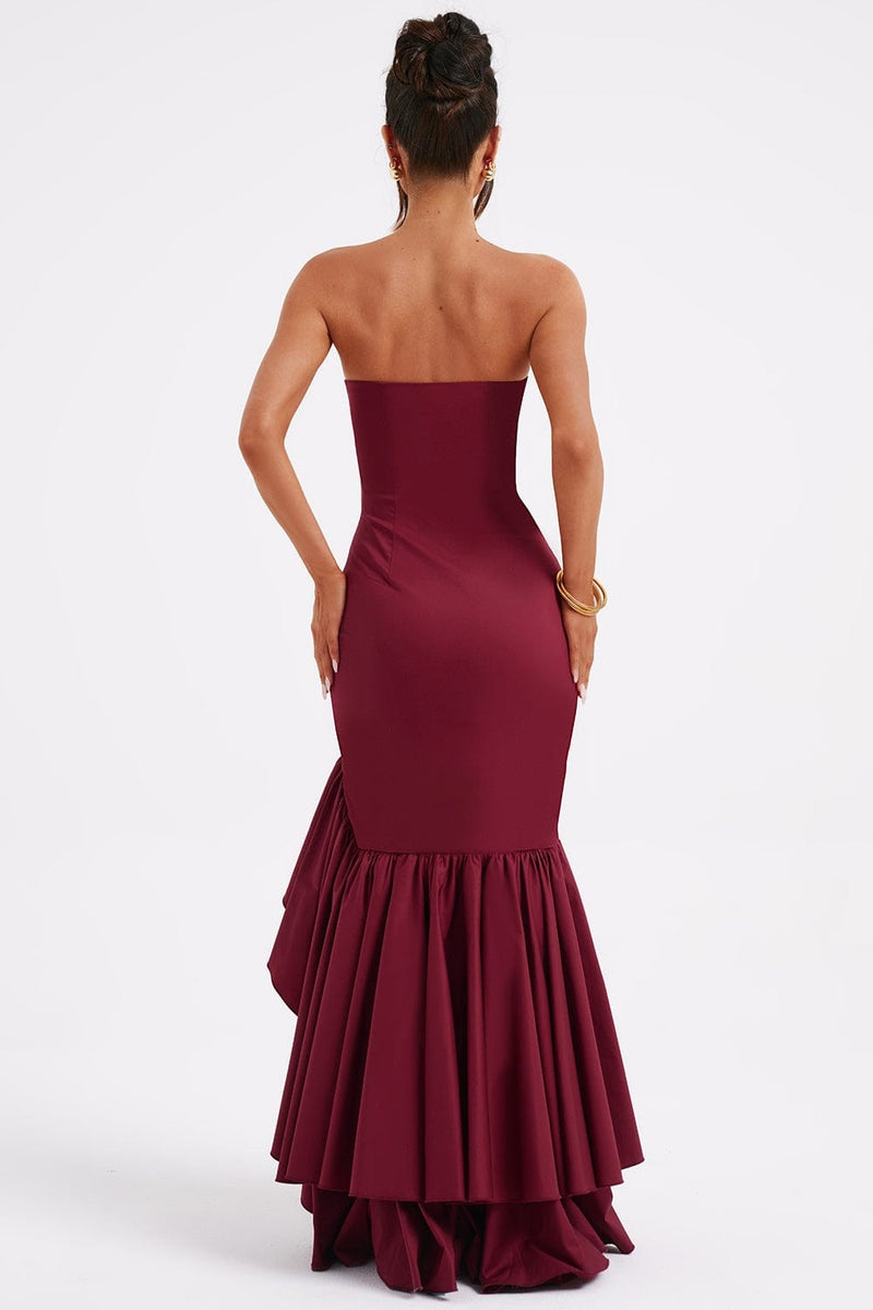 Daphne Asymmetrical Ruffle Maxi Dress