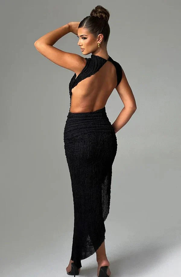 High Neck Sleeveless Midi Dress