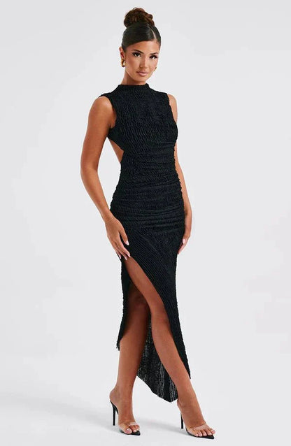 High Neck Sleeveless Midi Dress