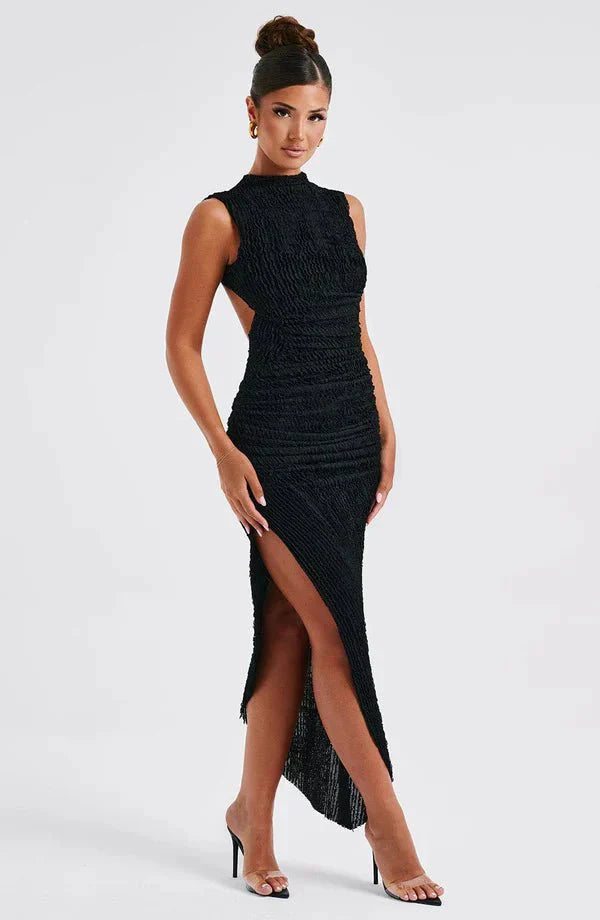 High Neck Sleeveless Midi Dress