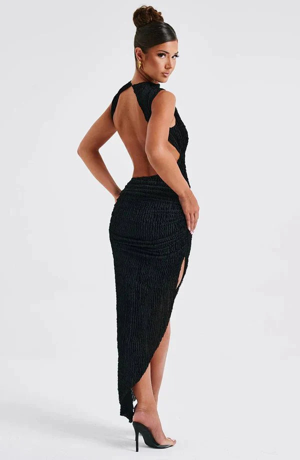 High Neck Sleeveless Midi Dress