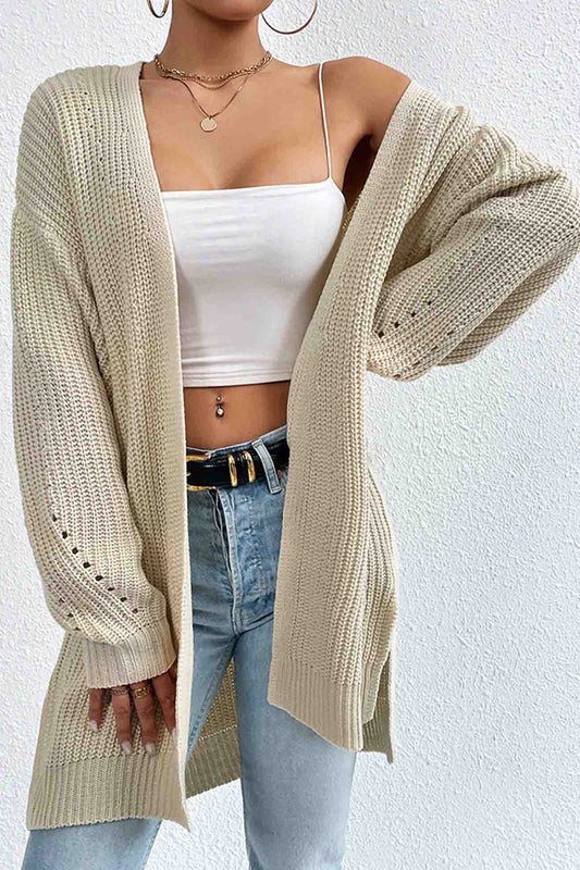 Open Front Mid-length Cardigan