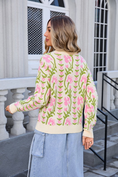 Adalia Pattern Knit Sweater - Apricot