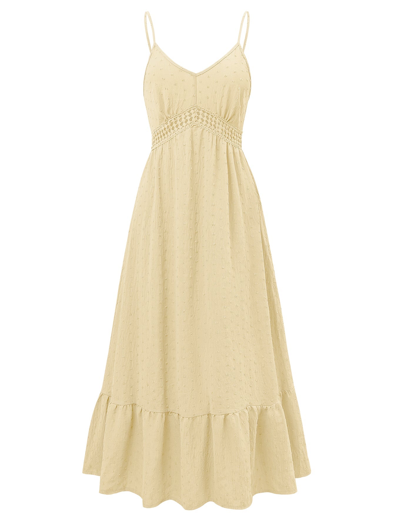Clementina Crochet Waist Midi Dress - Apricot