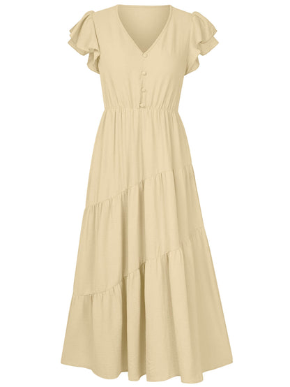 Joyful Tiered Maxi Dress - Aprciot