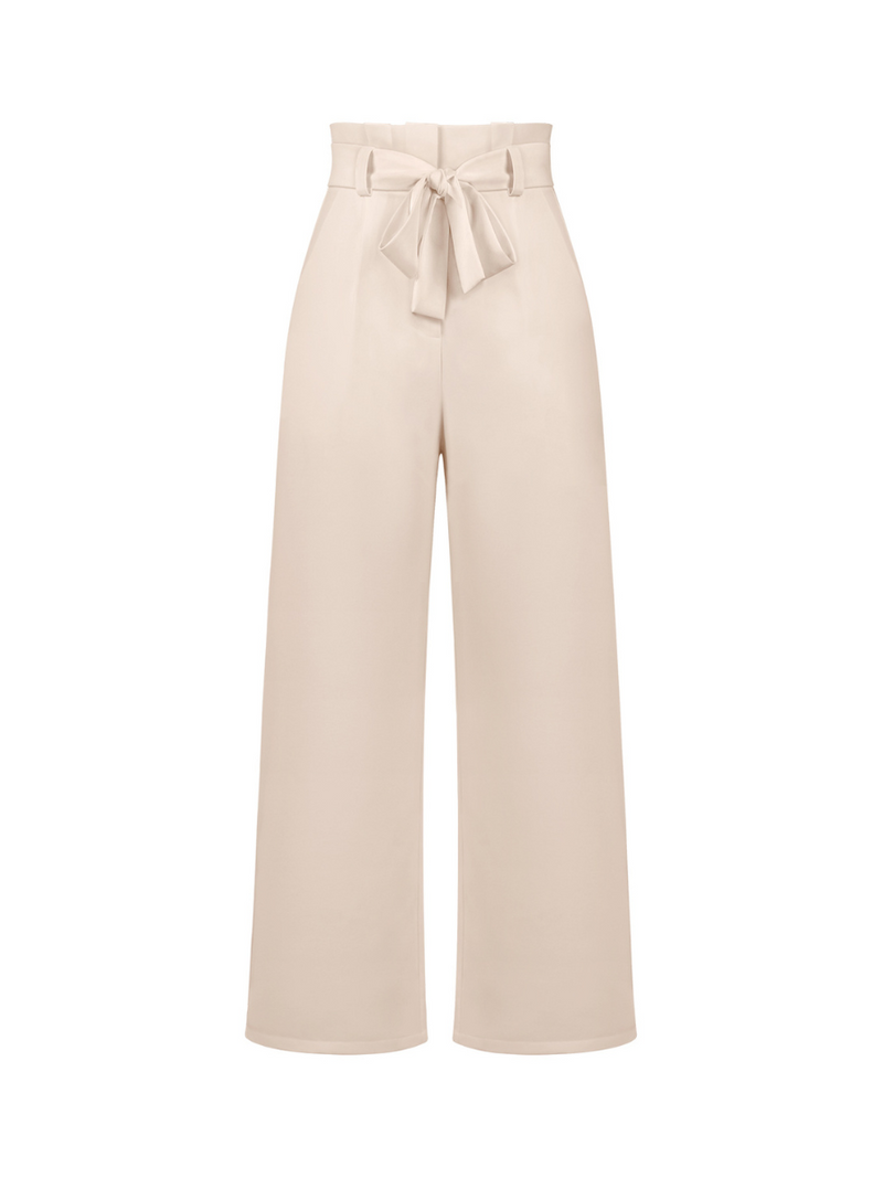 Iconic High Rise Pocketed Trouser Pants - Apricot