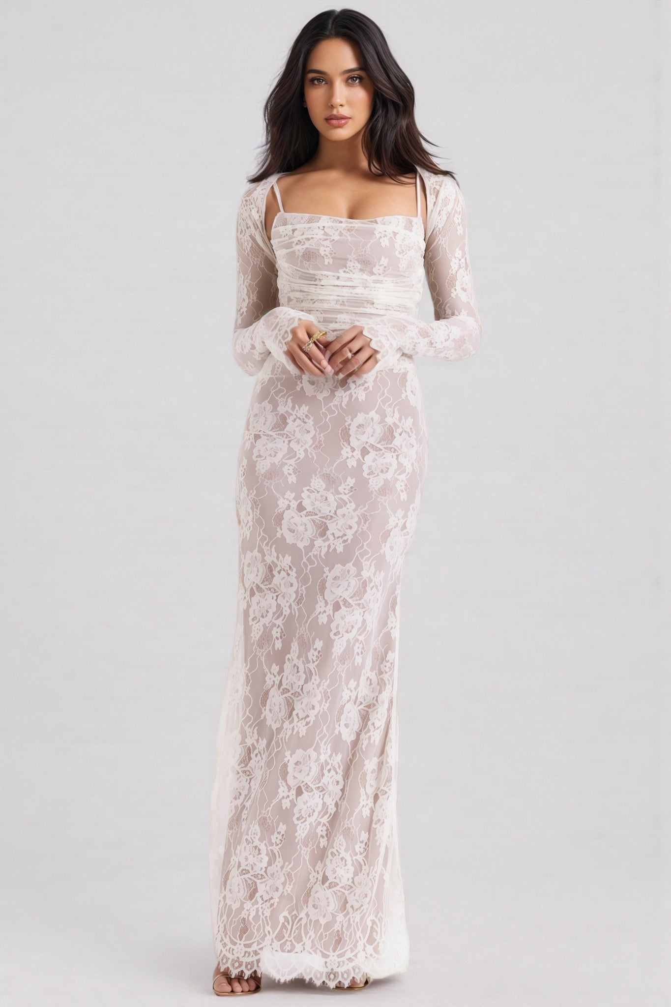 Yoshi Cream Lace Maxi Dress