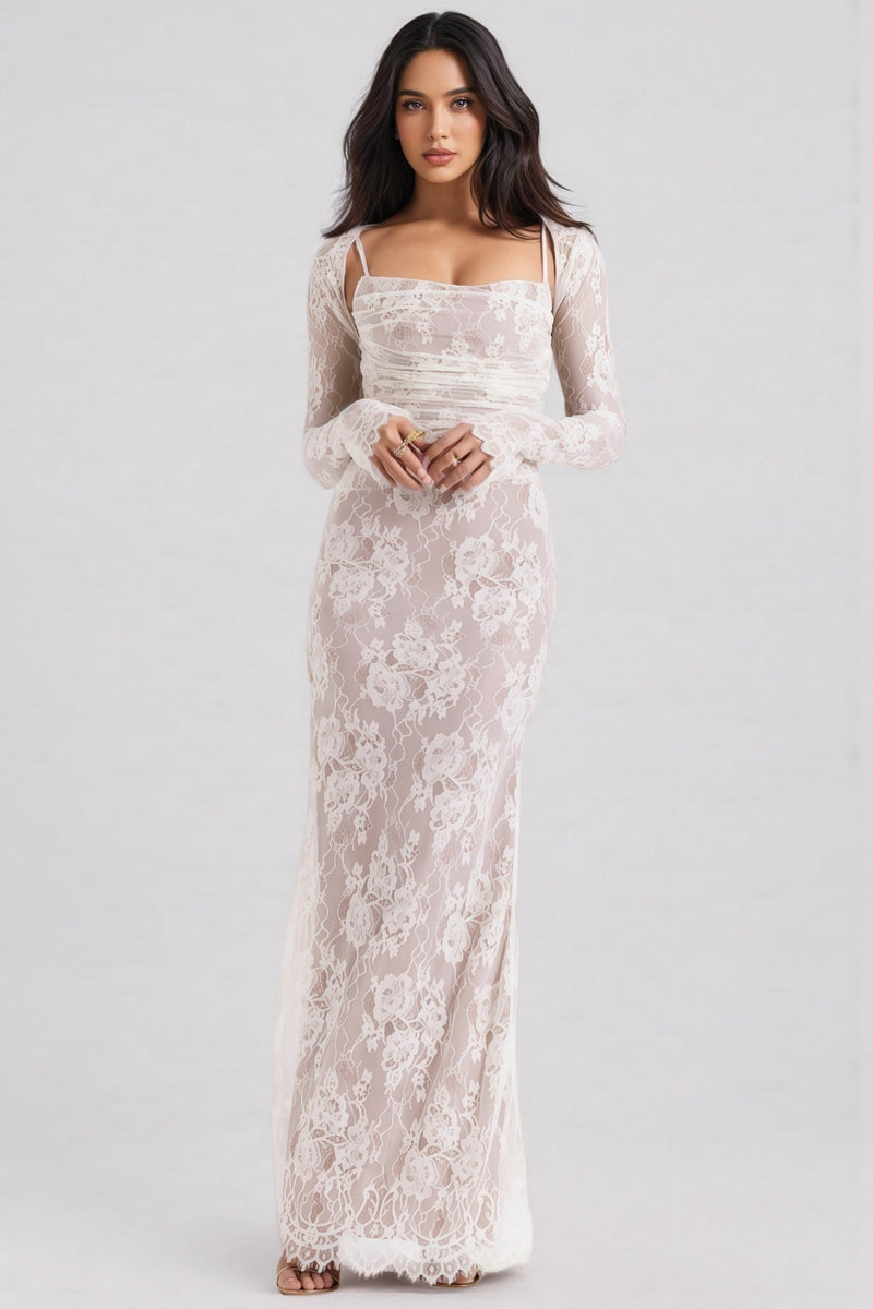 Yoshi Cream Lace Maxi Dress