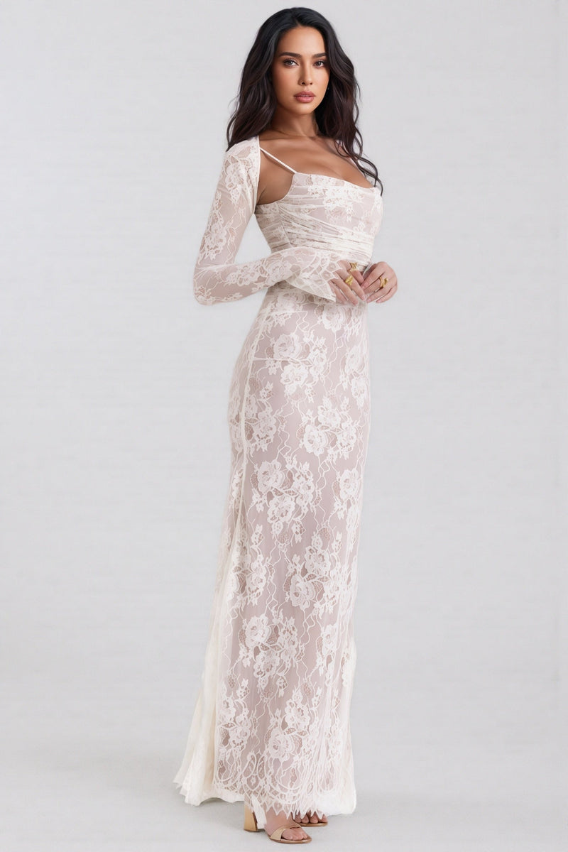 Yoshi Cream Lace Maxi Dress