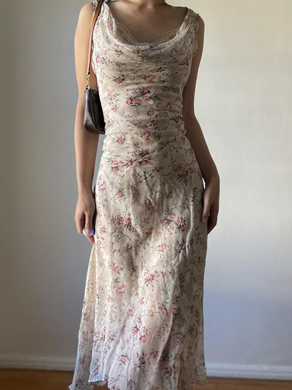 Beige Y2k Irregular Holiday Style Maxi Dress