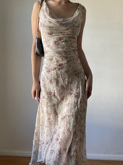 Beige Y2k Irregular Holiday Style Maxi Dress