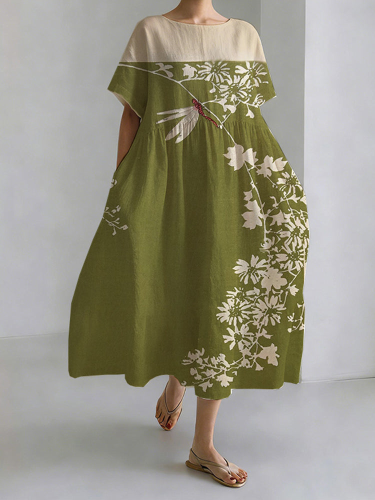 Spring Day Dragonfly Round Neck Leisure Dress elevenforest