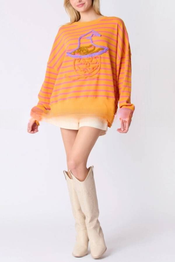 Halloween Ghost Embroidered Sweater Loose Top