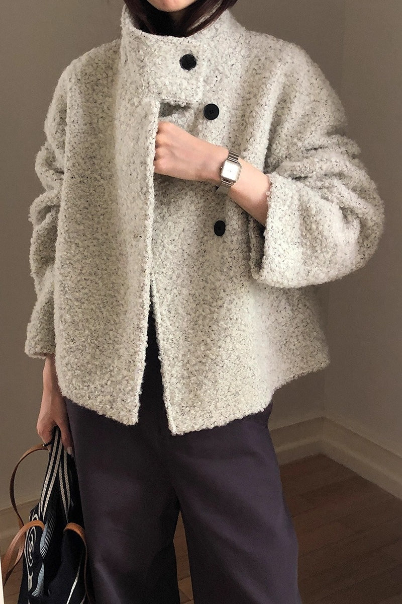 Wool Sweet Loose Snap Coat