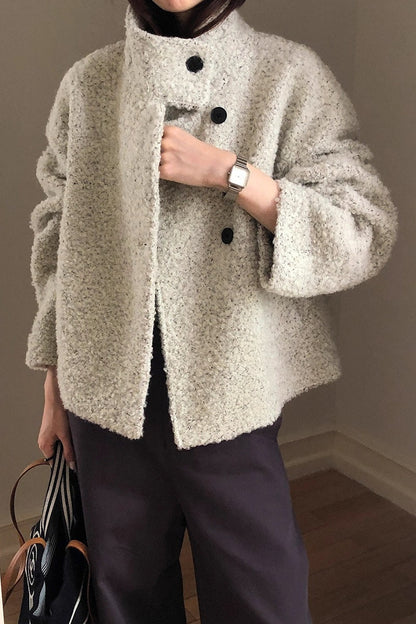 Wool Sweet Loose Snap Coat
