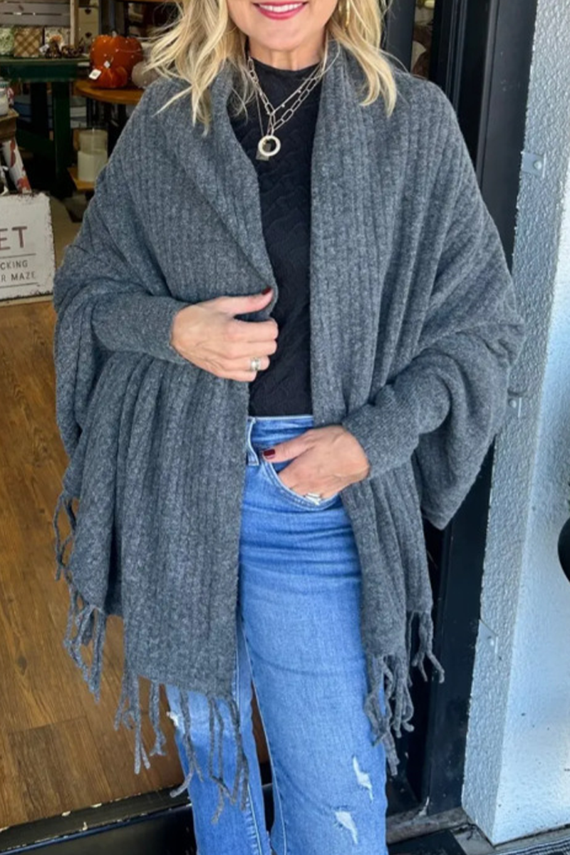Fringed Trim Irregular Cardigan Collar Outerwear(9 Colors)
