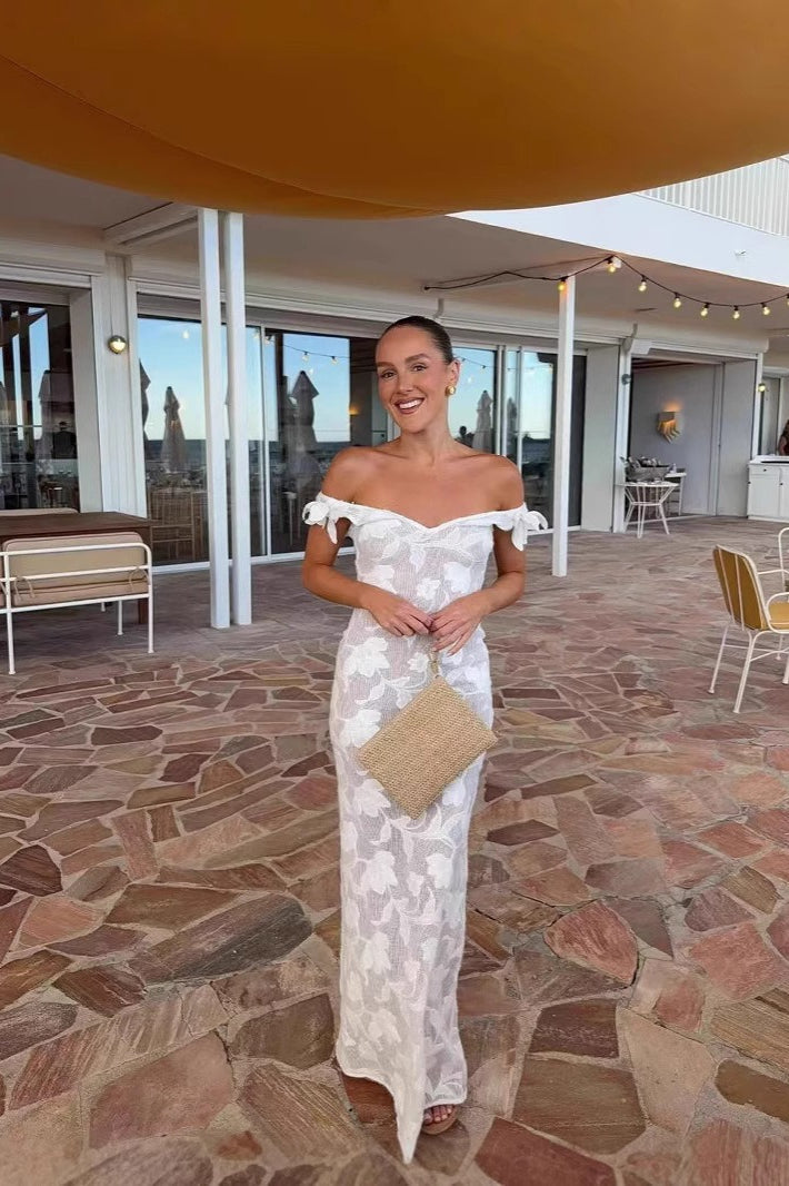 White Fishtail Maxi Dress