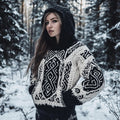 Women's Viking Celtic Knot Vintage Pocket Hooded Sweater artswardrobe