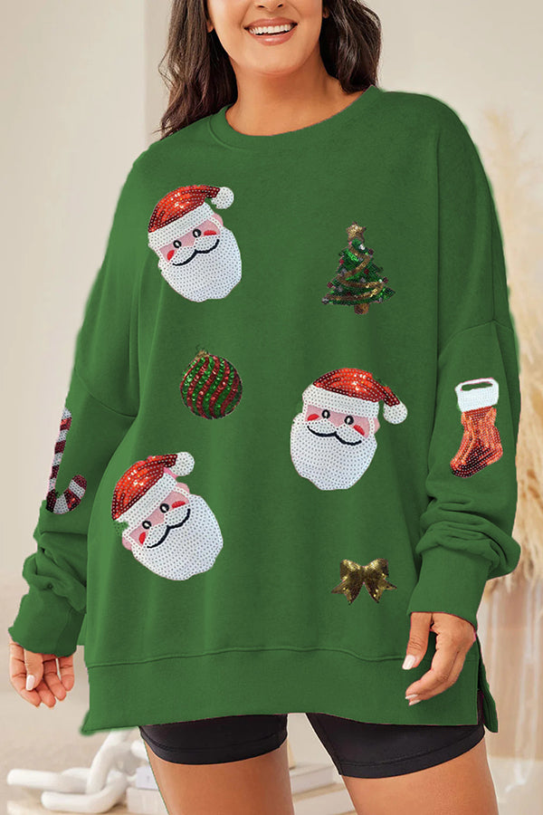 Christmas Sequined Loose Long-sleeved Sweatshirt