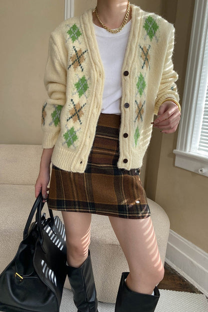 Plaid Color Block High Waist Skirt